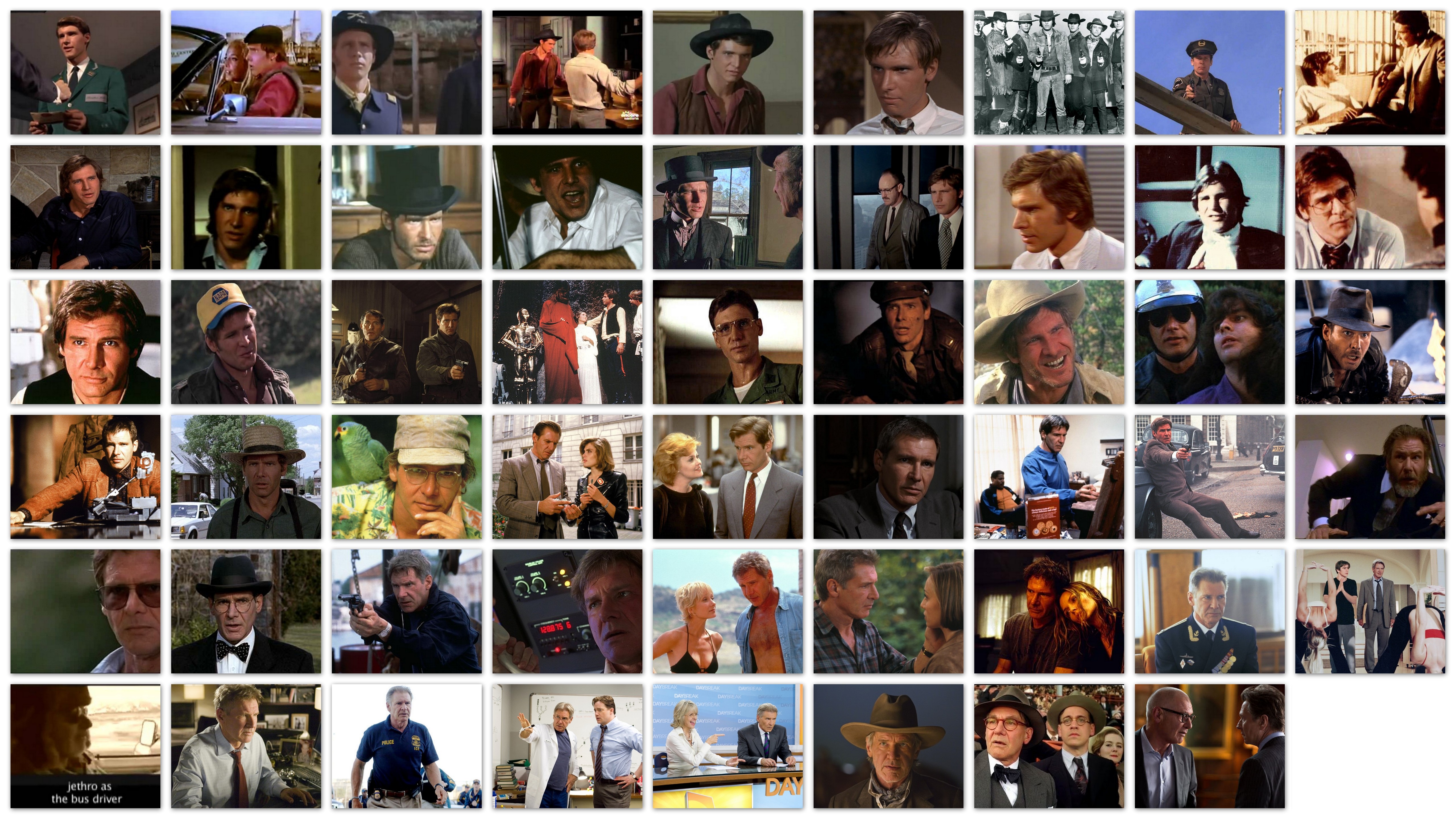 Overview of the roles of actor Harrison Ford in movies